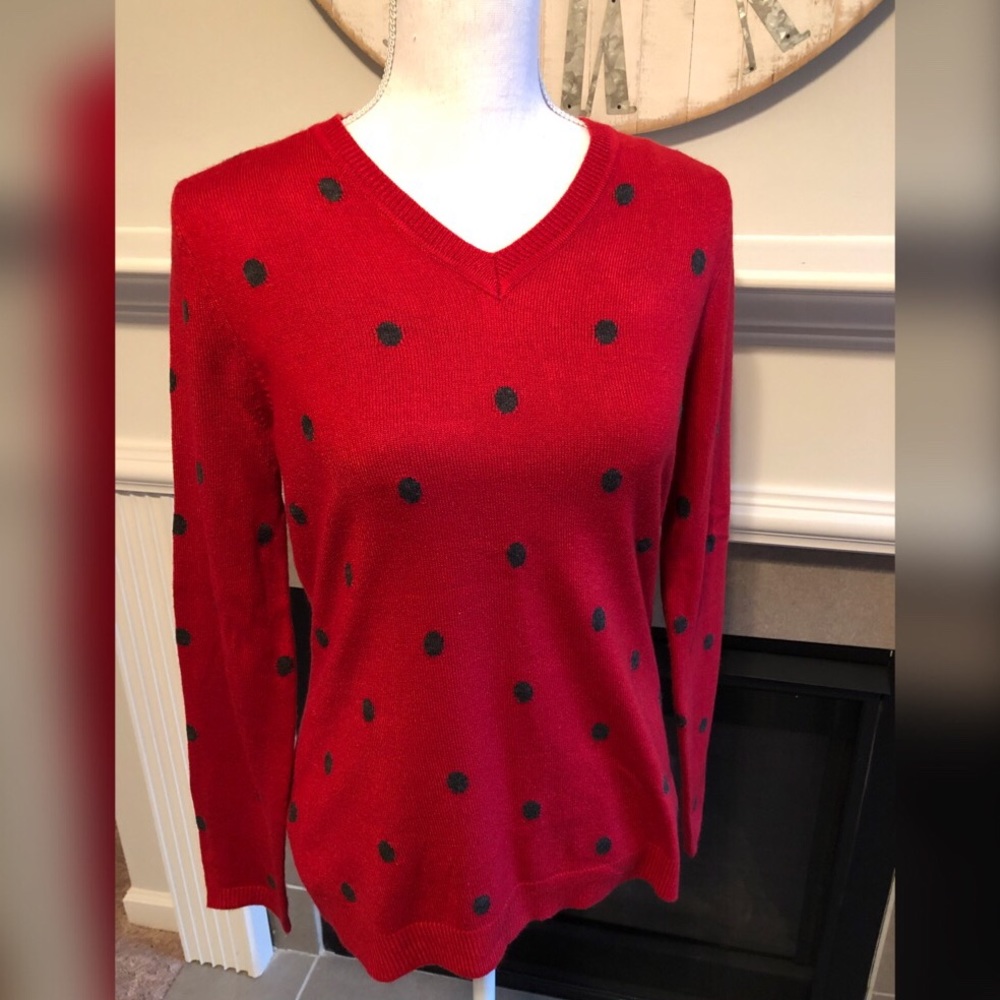Croft & Barrow V Neck Red with Black Sweater